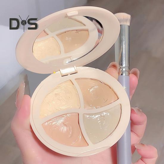 4 Colors Concealer Palette with Mirror Spot Dark Circle Acne Full Coverage Long Lasting Natural Moisturizing Matte Finish Foundation Cream