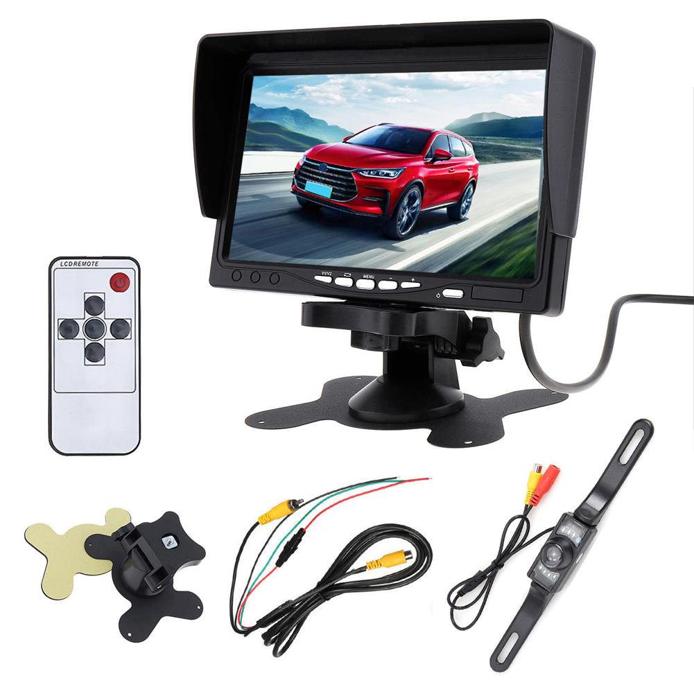 7 Inch Back Up Car Monitor with Sunshade Reversing Camera Screen Rotating HD LCD