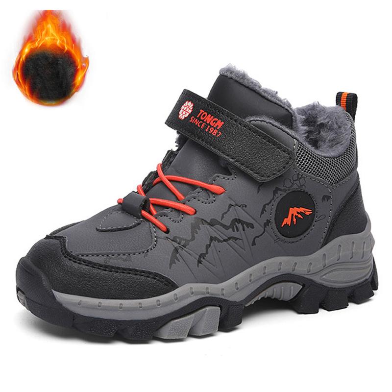 30-40 Children's Winter Large Fashion Outdoor Velcro with Velvet Warm Sports Shoes Cotton Shoes Snow Boots