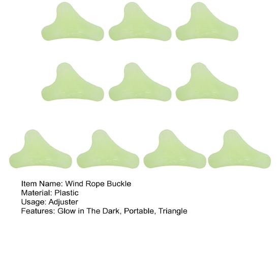 10 шт., светящиеся пряжки для ветровой веревки для кемпинга, светящиеся в темноте пластиковые треугольные пряжки, регулятор веревки для палатки, безопасная пряжка, аксессуары для уличной палатки