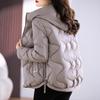 Autumn Winter Thicken Warm Parka Women Casual Solid Color Wavy Pattern Big Pocket Loose Short Hooded Coat Jackets Outwear