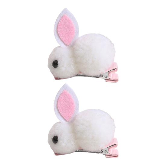 1 Pair Winter Plush Bunny Hairpins Hair Clips Vivid Color Creative Shape Adorable Sweet Hairpins Hair Accessory for Kids