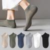 Men's Summer Style Thin Pure Color Breathable Sweat Absorption Simple Shallow Mouth Short Tube Socks