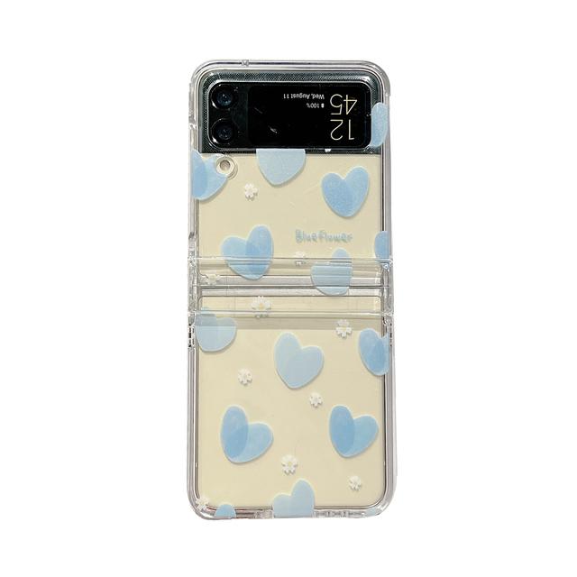 For Samsung Z Flip 4 Case Ins Heart Transparent Folding Phone Case For Galaxy Z Flip 3 5g Zflip4shockproof Hard Pc Back Cover