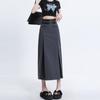 Юбка-миди с высокой талией для женщин, осенняя повседневная плиссированная длинная юбка трапециевидной формы, серая, черная, модная одежда в корейском стиле, женская Y2k