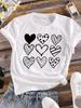 (Asian Size) Women Tee Top Clothing Love Heart Trend Casual Flower Fashion Short Sleeve T Shirt Print Lady Female Graphic T-shirt