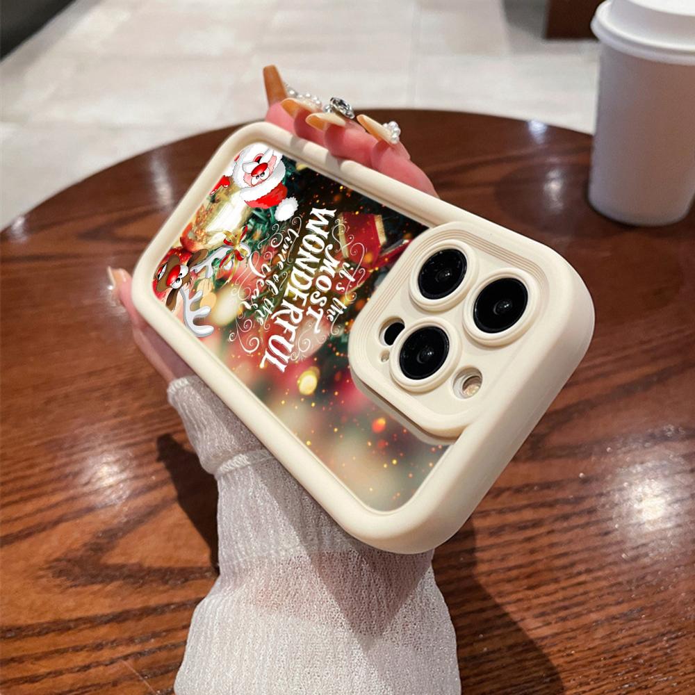 N109 Happy New Year Merry Christmas Design Soft Angel Eyes Phone Cases for iPhone 16 15 14 13 11 Pro Max 8 7 6 Plus 12 Mini XR XS Max Shockproof Cover