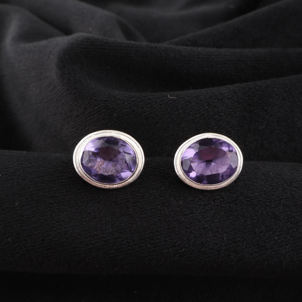 Iolite Gemstone 925 Sterling Silver Jewelry Handmade Stud Earrings 0.5"For Women EE-178-12