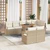 9-Piece Garden Sofa Set with Beige Cushions Poly Rattan Acacia, 2-Seater Garden Sofa with Beige Cushions Poly 3349728