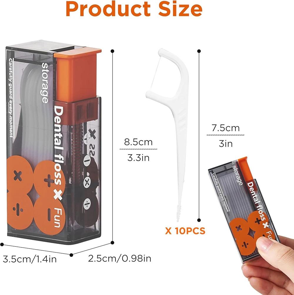 Dental Refillable Floss Pick Holder Dental Floss Pick Dispenser Travel Floss Storage Case with 10 Count Adult Floss Picks