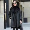 Thicken PU Leather Jacket Women's Winter Warm Faux Mink Fur Coat Female Loose Windproof Parka Long Overcoat