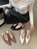 Fashion Pointed Toe Women Sandals 2024 New Arrivals Fashion Dress Pumps Thin Low Heeled Back Strap Black Beige Brown Summer Party Pumps