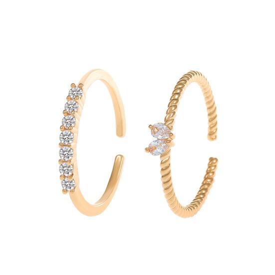 2/4Pcs Finger Ring Heart Shining Cubic Zirconia Inlaid Opening Adjustable Finger Band Jewelry Accessory