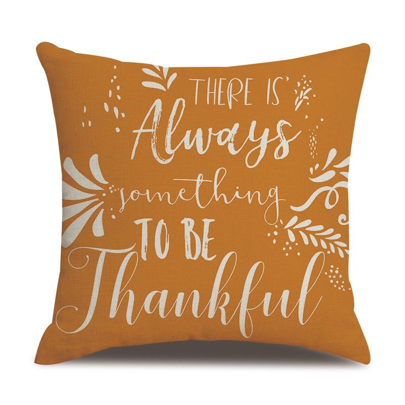 Thanksgiving Linen Pillowcase Autumn Pumpkin Print Pillow Cushion Cover