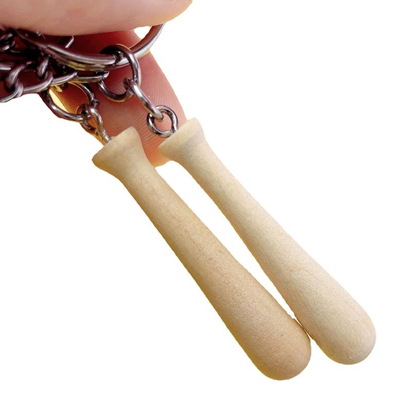 Baseball Keychain Mini Wooden Bat Ball Keyring Keychains Sports Ball Key Ring