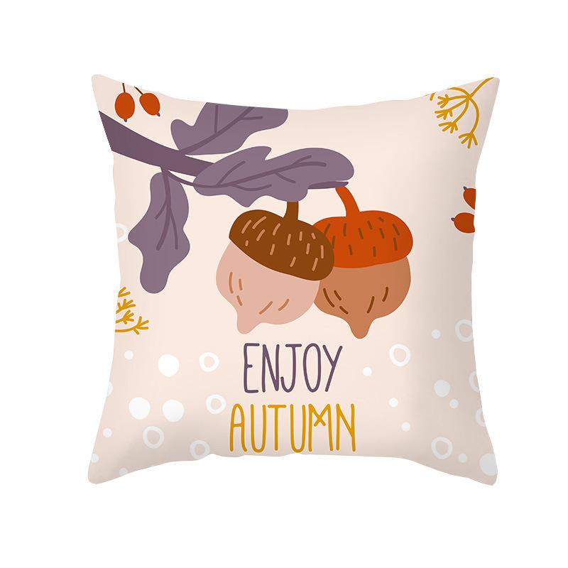 Autumn Harvest Thanksgiving Cushion Cover New Arrival Turkey Pumpkin Peach Skin Printed Cushion