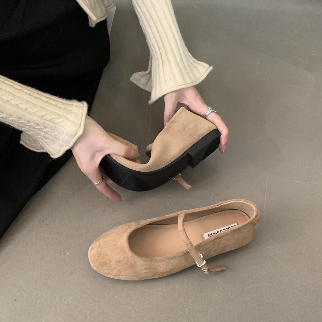 Comemore Spring New Women Flats Round Toe Shallow Slip On Ladies Casual Ballet Shoes Soft Suede Leather Eelgant Dress Shoes