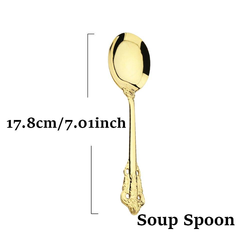 Gold Dinnerware Vintage Tableware 18/10 Silverware Stainless Steel Flatware Dinner Knife Fork Spoon Wedding Xmas Western Cutlery