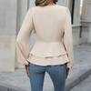 Women's V-neck Long-sleeved Button-down Top