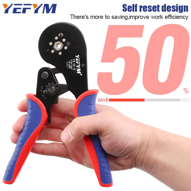 Ferrule Crimping Tool YE 16-6 0.08-16mm²/30-5AWG Tubular Terminal Mini YEFYM Pliers For Large Size Terminals Electrical Clamps