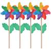 4pcs Windmill Plastic 12 Cm Windmill Garden Stake Wooden Handle Garden Lawn Yard For Party Nursery Outdoor Decoration Props