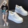 Little White Shoes Women's Inner Height Increases 2025 New Spring and Summer Mesh Breathable Cowhide Versatile Platform Shoes Casual Board Shoes Wome