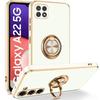Case for Samsung Galaxy A22 5G - White - Soft TPU - Rotating Ring Holder - Shockproof Protection