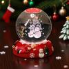 Christmas Faux Crystal Ball Night Light 3D Santa Claus Snowman Elk Glass Ball Lamp with Base Glowing Decorative Glass Sphere Home Bedroom Decoration