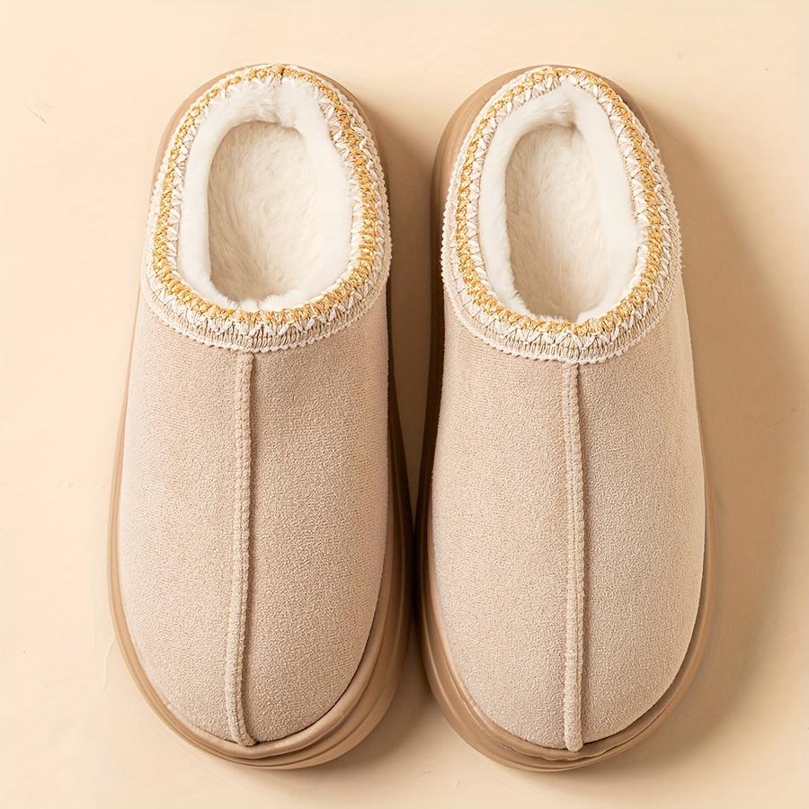Winter Indoor And Outdoor Solid Color Thick-soled Non-slip Lightweight Warm Ladies Slippers