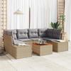 VidaXL 7-Piece Garden Sofa Set with Cushions Beige Poly Rattan Acacia 3356579