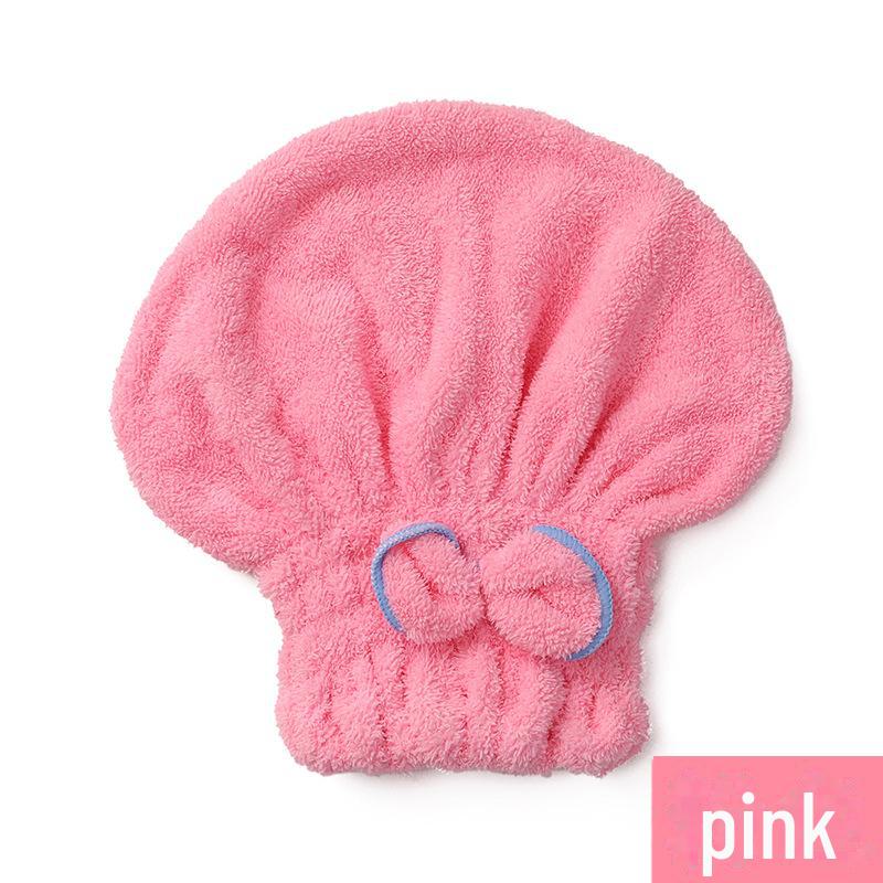 Coral Velvet Quick-Dry Bow Shower Cap for Women