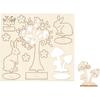 Construction Kit - Wood - Rabbits Under the Tree - 14 Pieces - Spring Decoration - Mixed