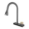 New 4 Modes Waterfall Grey Sink Kitchen Faucet Hot Cold Pull Out Mixer Sprayer Head Flying Rain Tap Single Hole Deck Mounted