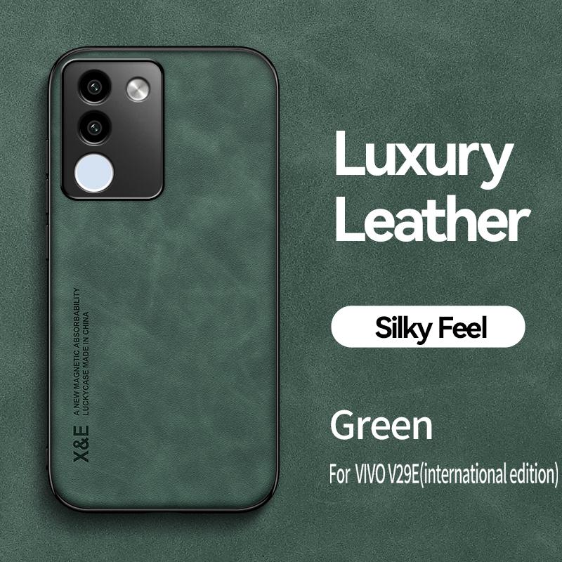 Magnetic Luxury Leather Phone Case for VIVO V29E V29Lite V27E V25 V15Pro V11i Z5 Z3i U3X Cover with Metal Plate Support Car Hold