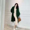 Women Solid Faux Fur Coat Lady Thick Outwear Winter Warm Long Coat Female Elegant Green Overcoat