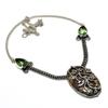 Turritella Fossil Tsavorite Gemstone 925 Silver Plated Jewelry Necklace 18"