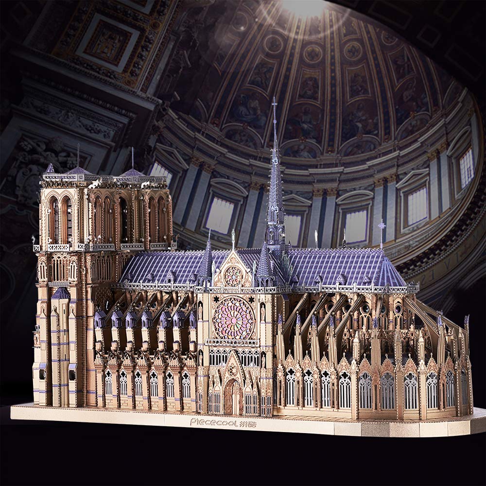 Piececool 3D Puzzle Notre Dame Cathedral Famous Paris Architecture Building 3D 3D Puzzle Metallic Nano Puzzle Metal Assembly Required No Adhesive 5