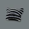 Cute Devil Horn Knitting Striped Beanie Hat Autumn Winter Knitted Wool Caps Girl Cat Ear Pointed Pullover Women Bonnet Hats