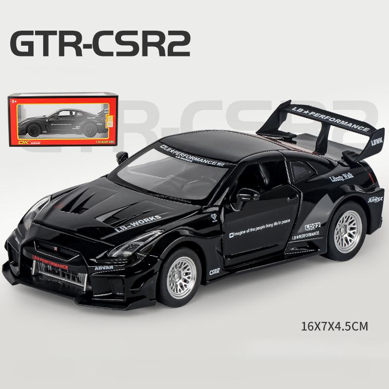 1/32 Nissan GTR CSR2 Skyline Ares Alloy Car Model Diecast Metal Toy Vehicles High Simulation Pull Back Collection Kids Toys Gift