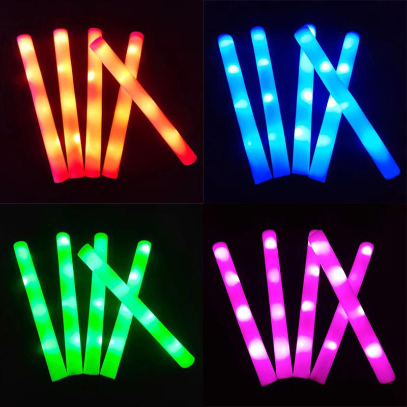 6Pcs Colorful Led Glow Sticks Rgb Led Glow Foam Stick Cheer Tube Dark Light Birthday Wedding Party Supplies