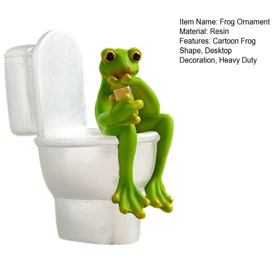 Cartoon Frog Figurine Kissing Meditation Toilet Frog Statue Resin Animal Sculpture Indoor Outdoor Garden Desktop Decoration Ornament