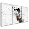 Three Piece Picture Canvas Print Woman Black and White