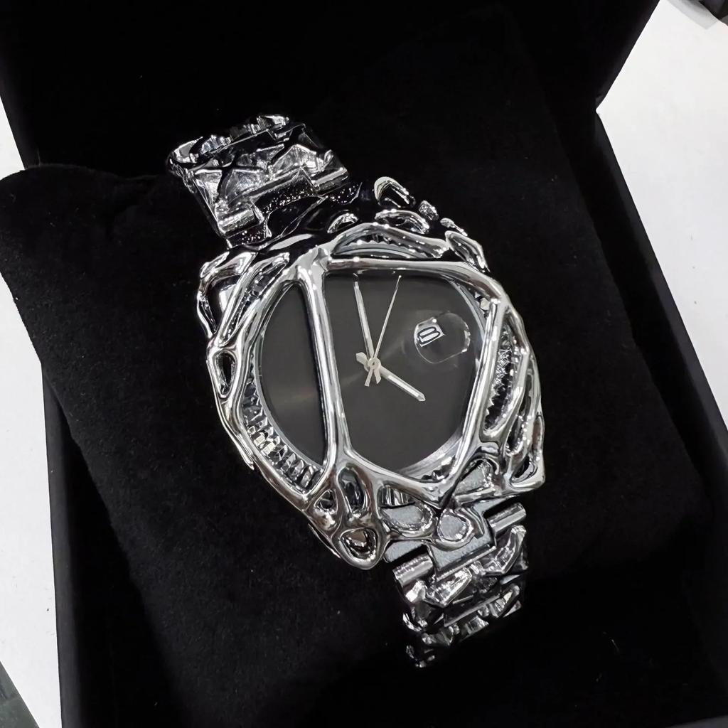 All Silver Unique Style Personalize Quartz Watch Men AAA High Quality Alabaster Fashion Unisex Hot Sell Unique Creative Clock