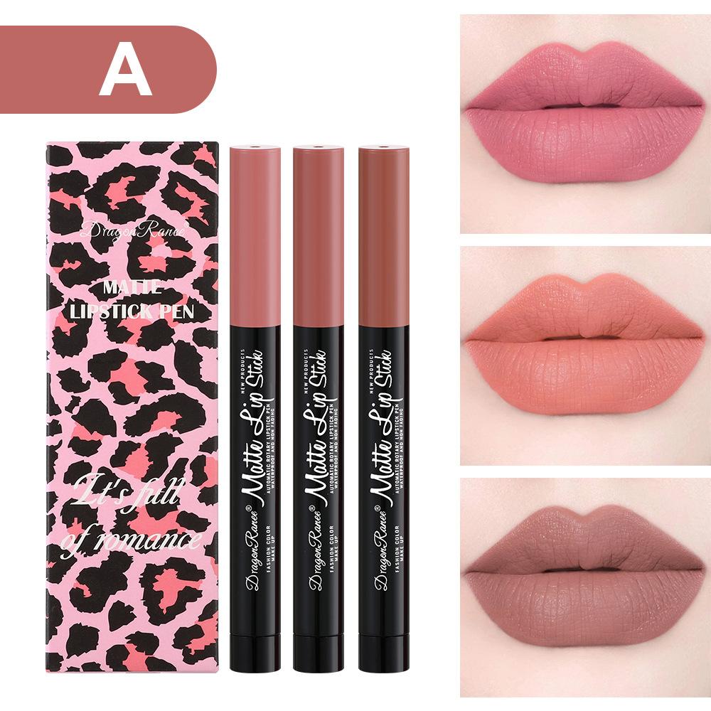 Automatic Rotation Red Pen Matte Fog Lip Balm Pen Is Not Easy To Decolor Three Sets of Box Makeup Strip Pen