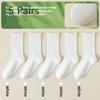 5 Pairs of Women's Spring and Summer Solid Color Breathable Sweat Absorption Deodorant Boneless  Socks