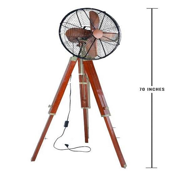 177.8 Cm Floor Fan With Adjustable Wood Tripod, Home And Office Decor, Decorative Working Fan Best Cooling Performance