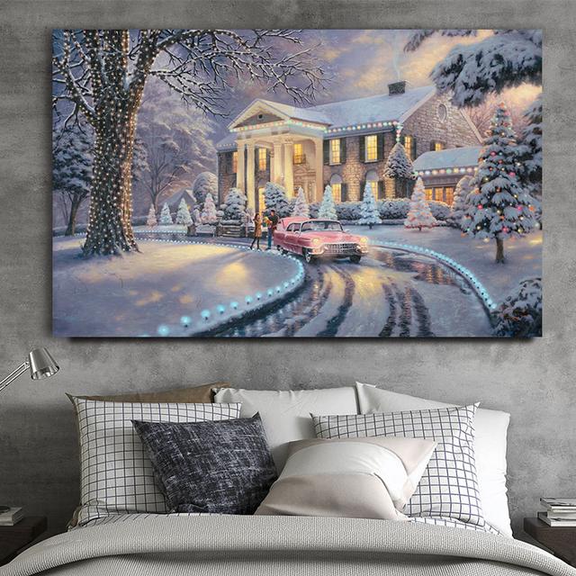 Landscape Canvas Painting Snow Scene Prints Winter Christmas Posters and Prints for Living Room Decoration Home Decor Cuadros
