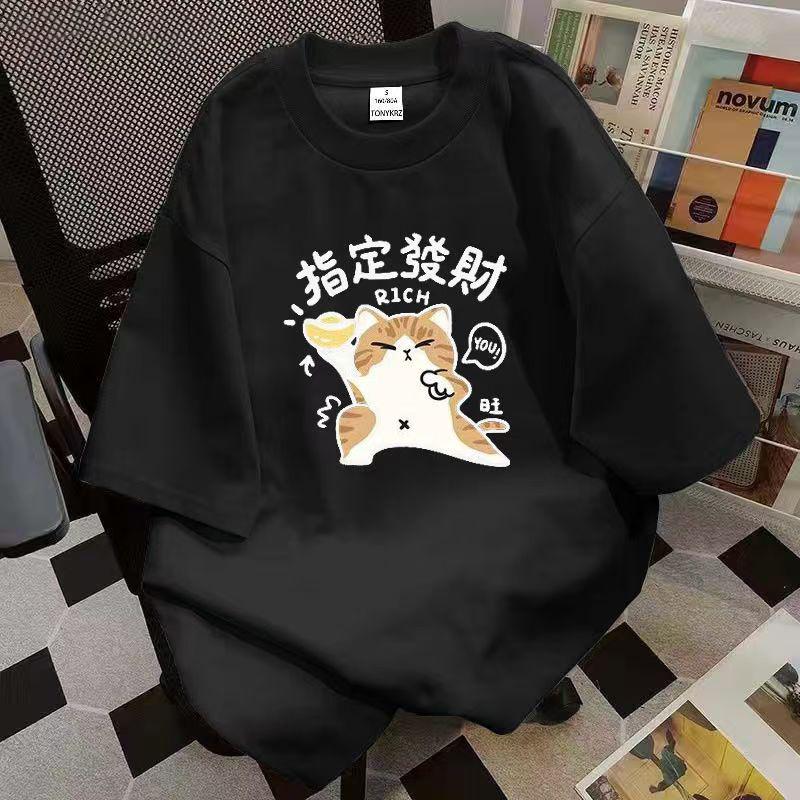 2025 New Cotton Short-sleeved T-shirt Female Summer Loose Trend Printing Fashion Tops