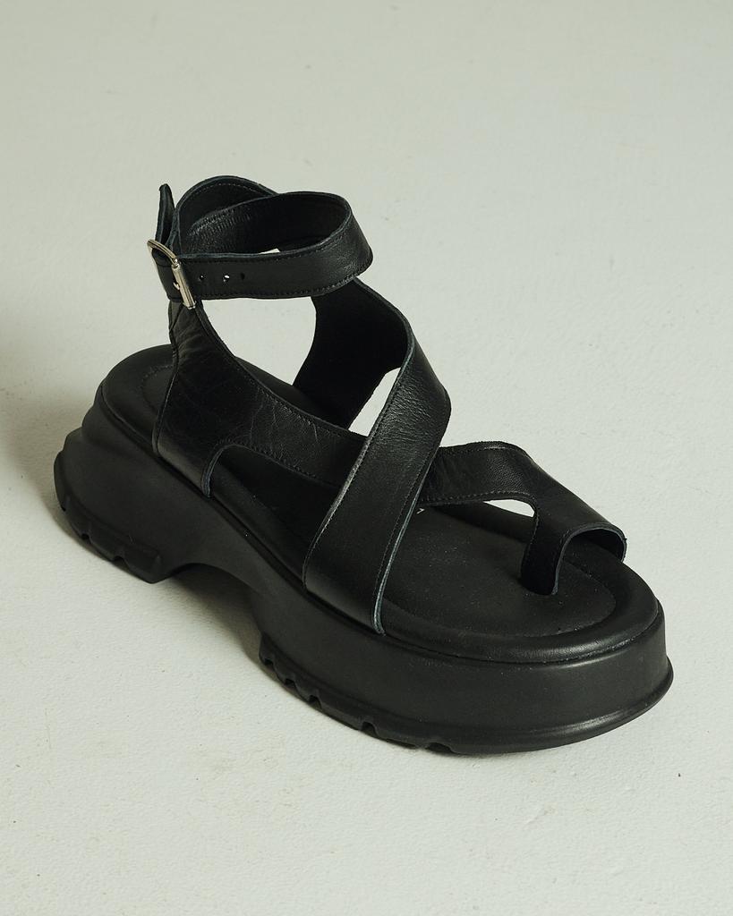 Platform Sandals Through the Finger Phany 31943 36 Black Leather
