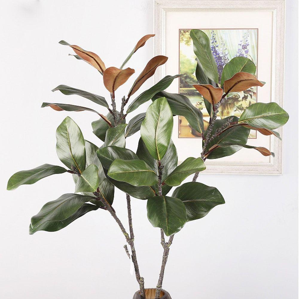 Rubber Leaves Simulated Magnolia Tree Branch Handmade Artificial Plants Living Room